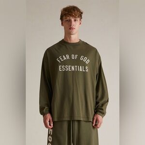 Fear of God ESSENTIALS Men's Long Sleeve Jersey T-Shirt in Military